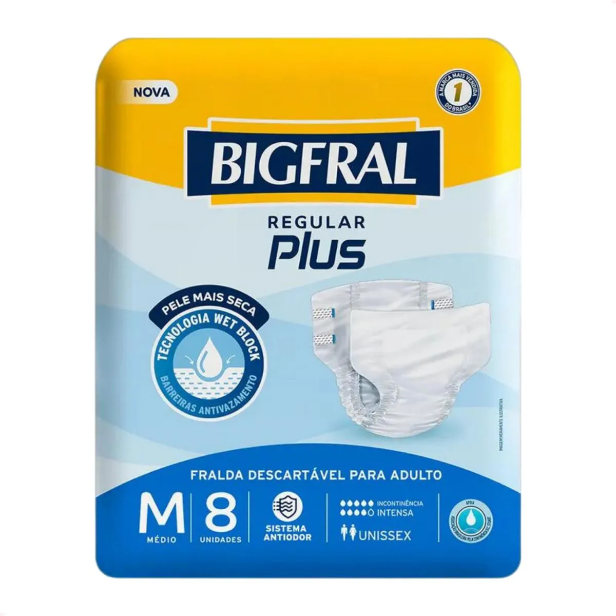 FRALDA BIGFRAL REGULAR PLUS GERIATRICA 8UN TAMANHO M UNISSEX