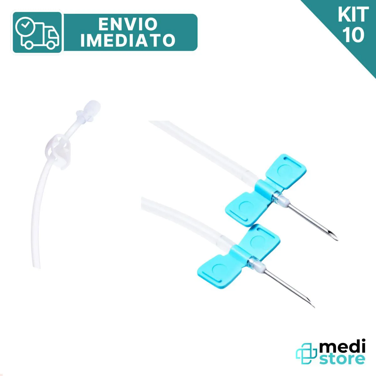 KIT COM 10 AGULHA FISTULA DUPLA 16G EXTENçãO PVC INTRAVENOSO