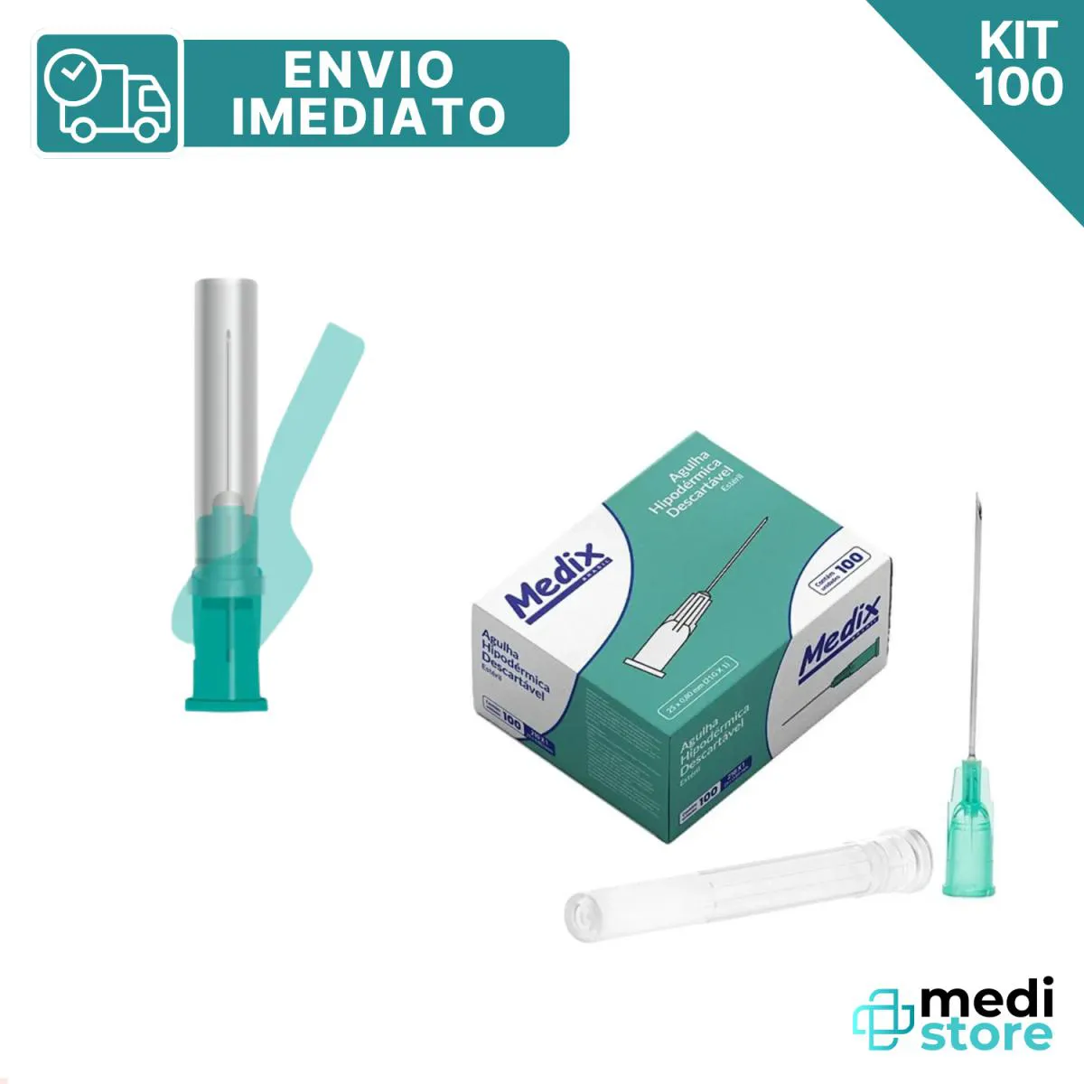 KIT COM 100 - AGULHA DESCARTáVEL 30 X 8,0 COM DISP SEGURANçA - ENVIO IMEDIATO