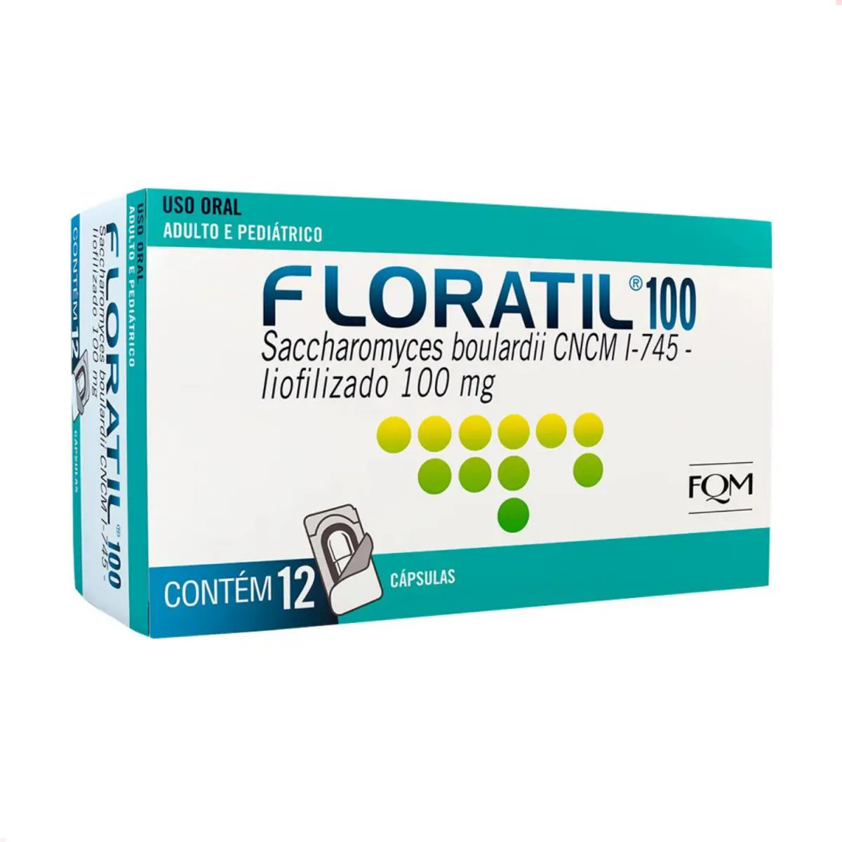 PROBIóTICO FLORATIL 100MG COM 12 CAPSULAS - FLORA INTESTINAL