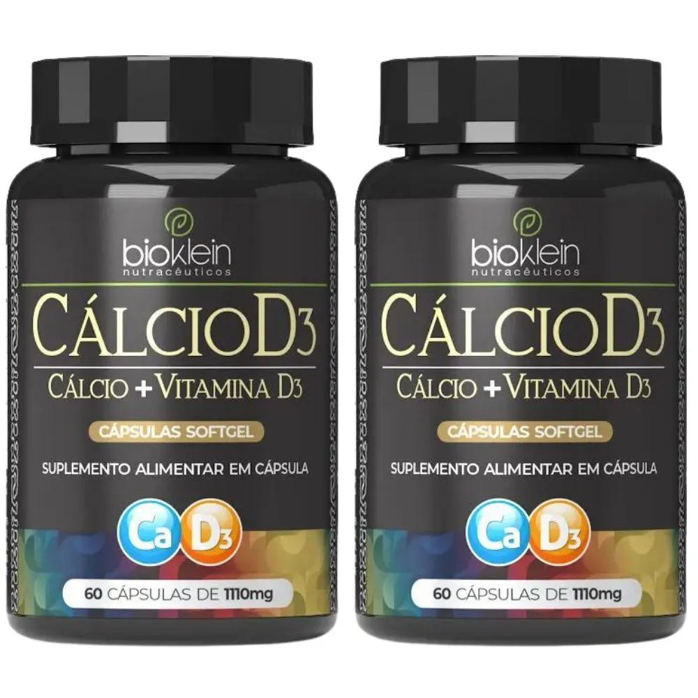 KIT 2X CáLCIO D3 (CáLCIO + VITAMINA D3) 60 CáPSULAS - BIOKLEIN