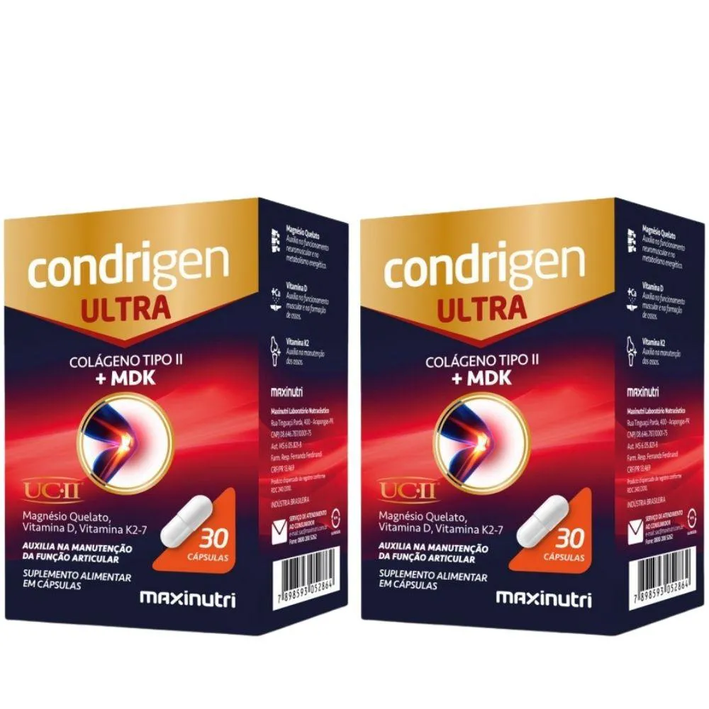 KIT 2X CONDRIGEN ULTRA ( COLáGENO TIPO 2 + MDK) 30 CáPSULAS - MAXINUTRI