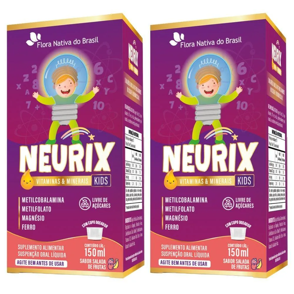 KIT 2X NEURIX (MG, FE, METILFOLATO E B12) 150ML - FLORA NATIVA Salada DE Frutas