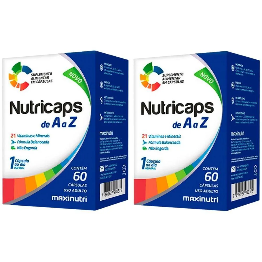 KIT 2X NUTRICAPS A-Z (POLIVITAMINICO) 60 CáPSULAS - MAXINUTRI