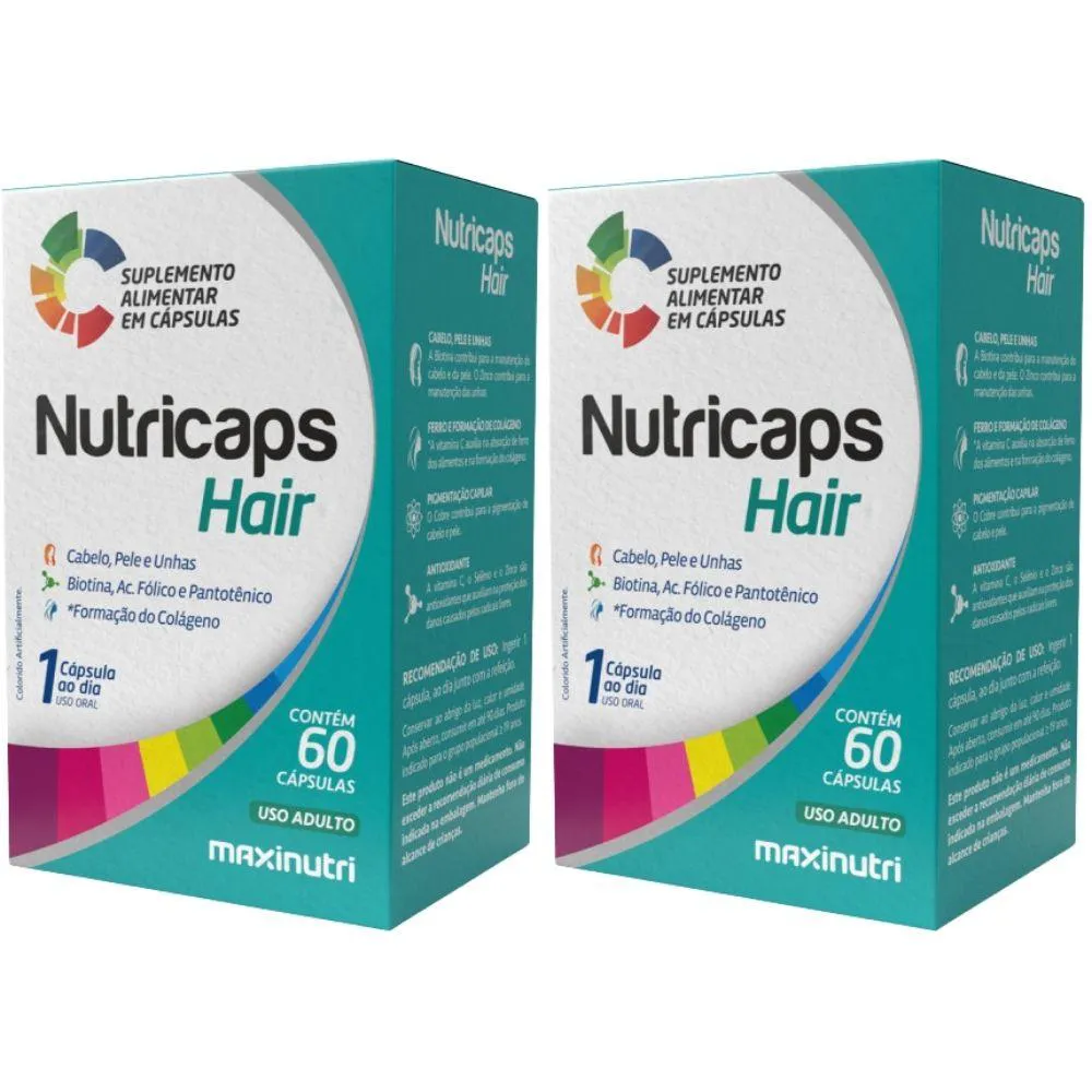 KIT 2X NUTRICAPS HAIR 60 CáPSULAS - MAXINUTRI