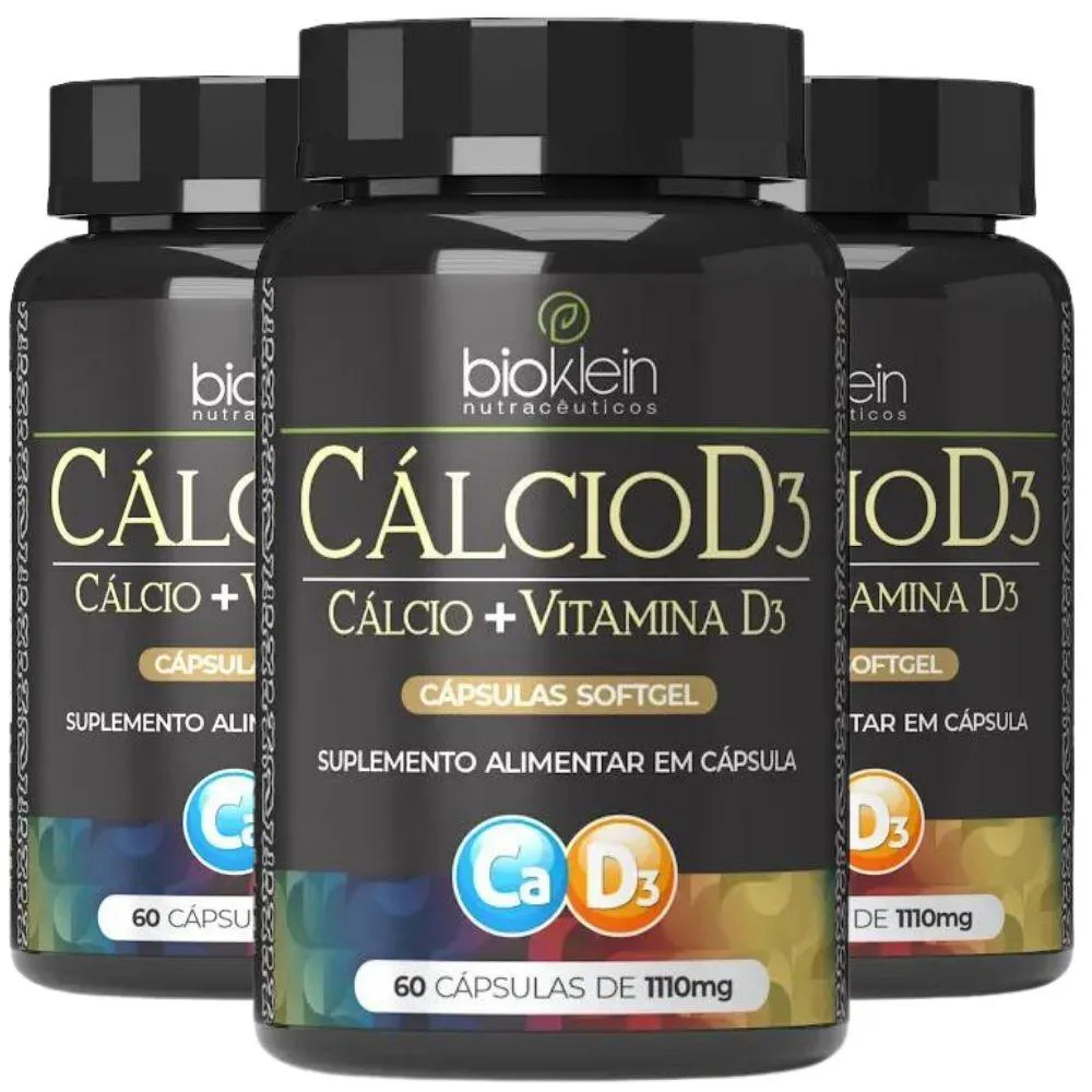 KIT 3X CáLCIO D3 (CáLCIO + VITAMINA D3) 60 CáPSULAS - BIOKLEIN