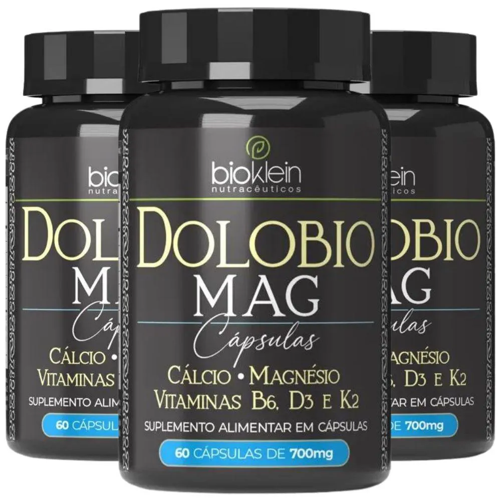 KIT 3X DOLOBIO MAG (CáLCIO, MAGNéSIO E VITAMINAS ) 60 CáPSULAS - BIOKLEIN