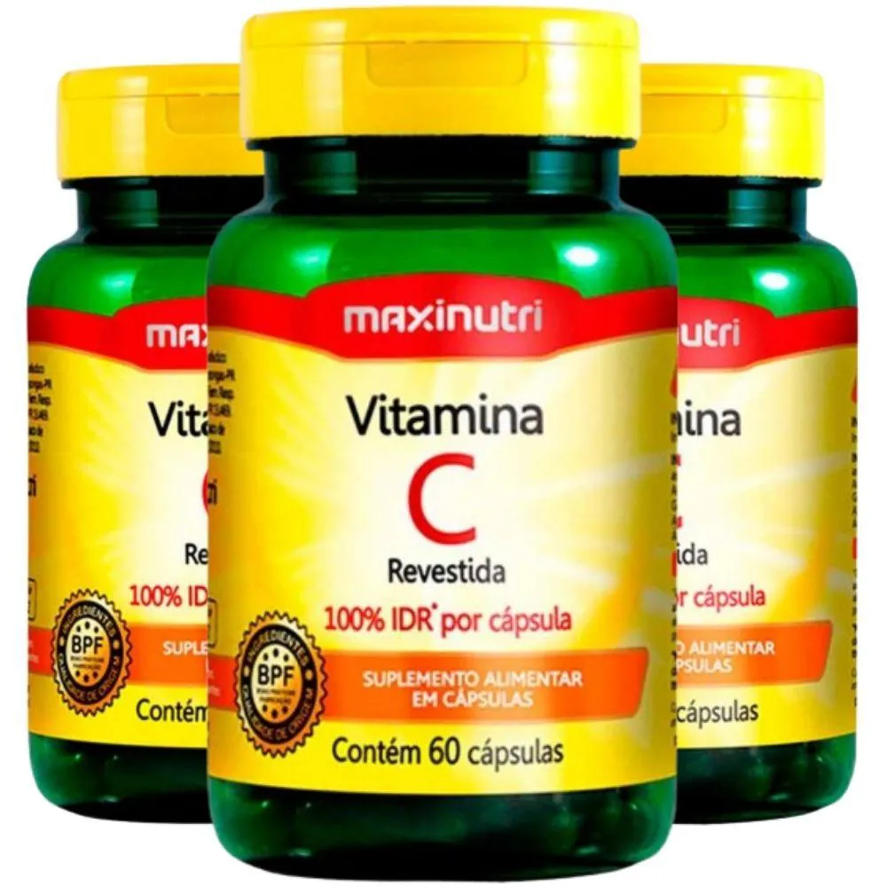 KIT 3X VITAMINA C REVESTIDA 60 CáPSULAS - MAXINUTRI