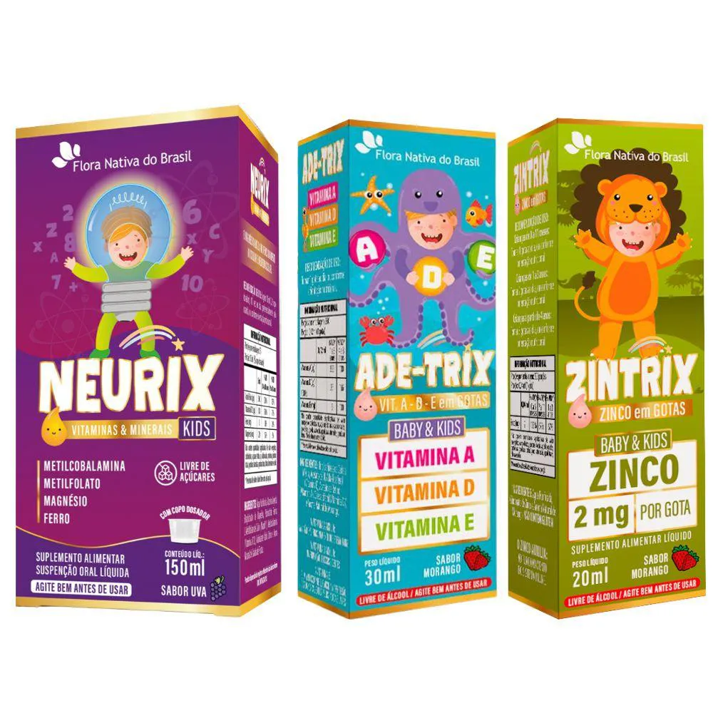 KIT NEURIX + ADE-TRIX + ZINTRIX - FLORA NATIVA UVA