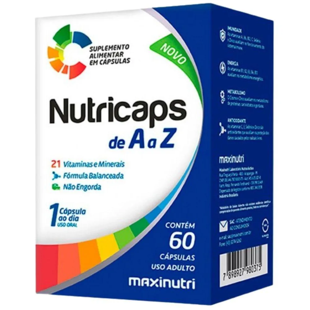 NUTRICAPS A-Z (POLIVITAMINICO) 60 CáPSULAS - MAXINUTRI