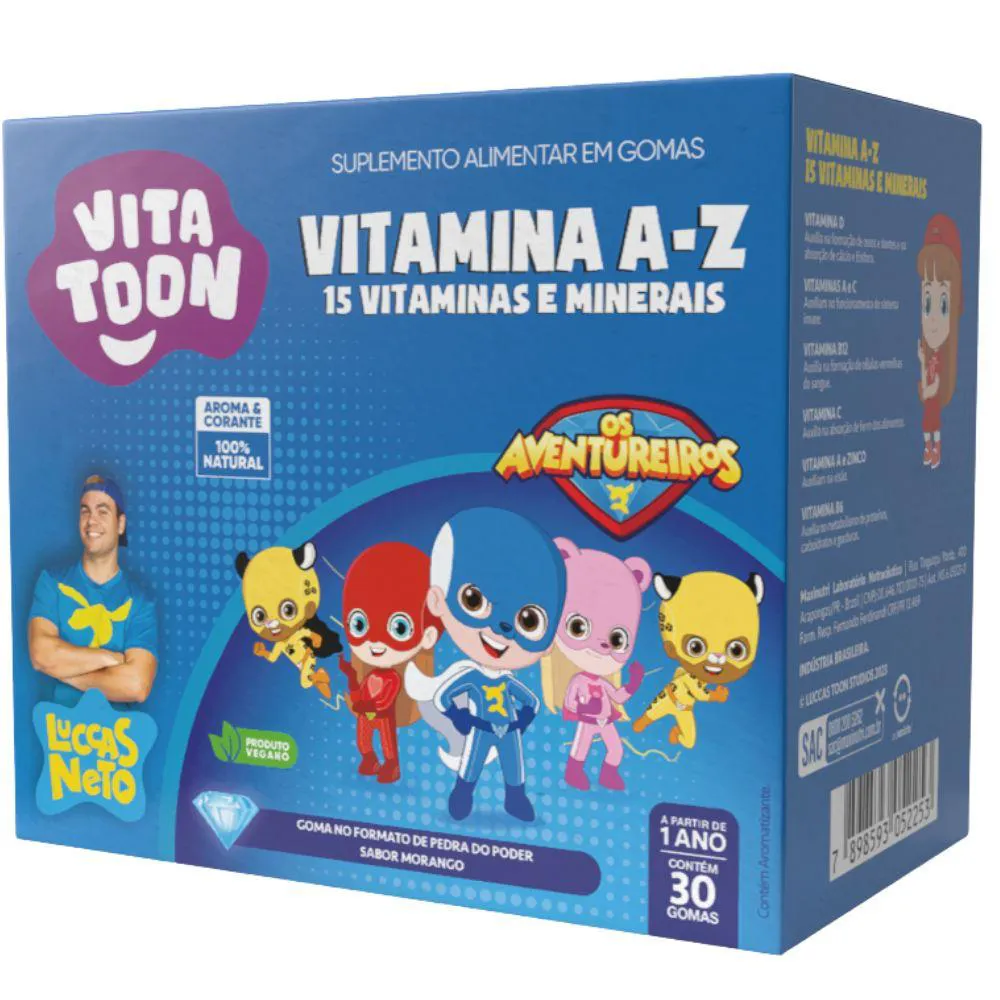 POLIVITAMíNICO A-Z KIDS VITATTON LUCCAS NETO 30 GOMAS - MAXINUTRI Morango