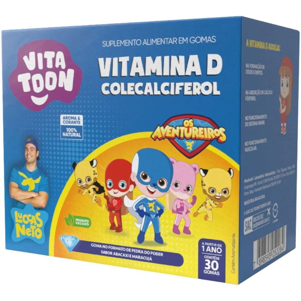 VITAMINA D3 KIDS VITATTON LUCCAS NETO 30 GOMAS - MAXINUTRI Abacaxi COM Maracujá