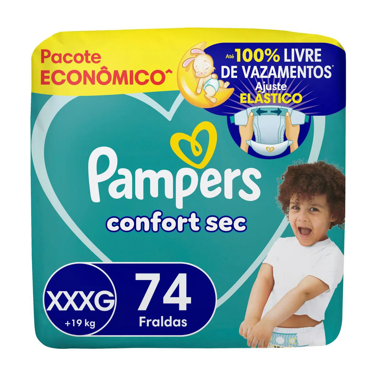 Fralda Pampers Confort Sec XXXG 74 unidades
