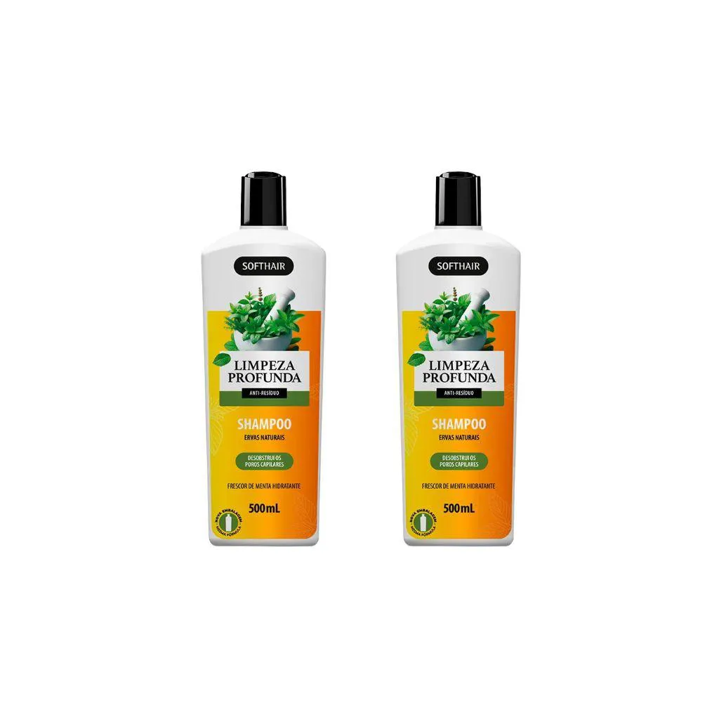 SHAMPOO SOFT HAIR 500ML LIMPEZA PROFUNDA ERVAS NAT-KIT C/2UN