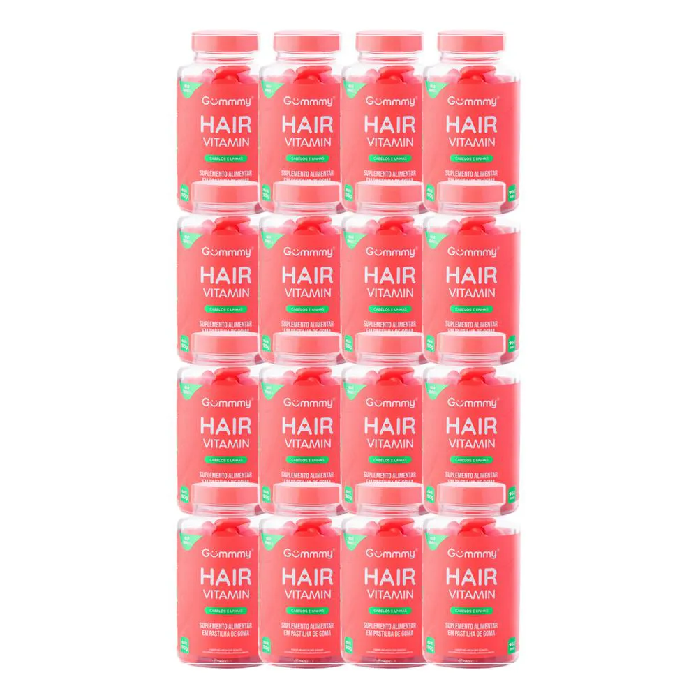 KIT 16X VITAMINA HAIR CABELOS E UNHAS 30 U MELANCIA - GUMMMY