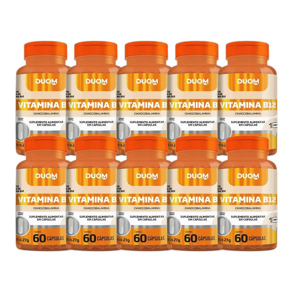 KIT 10X SUPLEMENTO ALIMENTAR CIANOCOBALAMINA B12 60 CPS DUOM