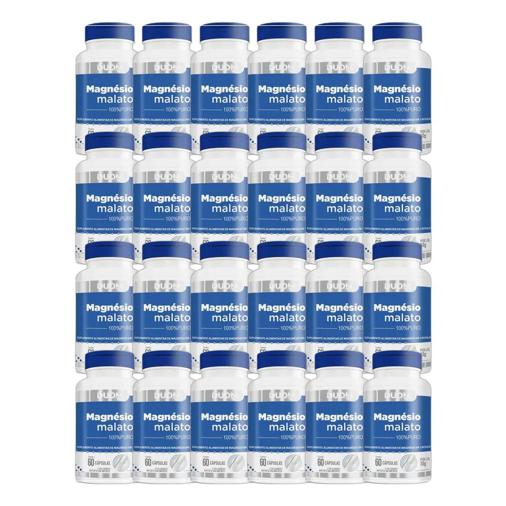 KIT 24X SUPLEMENTO ALIMENTAR MAGNéSIO MALATO 60 CPS - DUOM