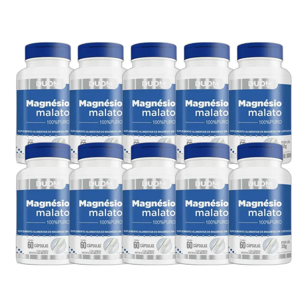 KIT 10X SUPLEMENTO ALIMENTAR MAGNéSIO MALATO 60 CPS - DUOM