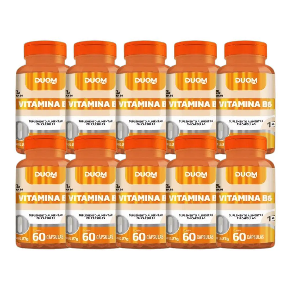 KIT 10X SUPLEMENTO ALIMENTAR VITAMINA B6 60 CPS - DUOM