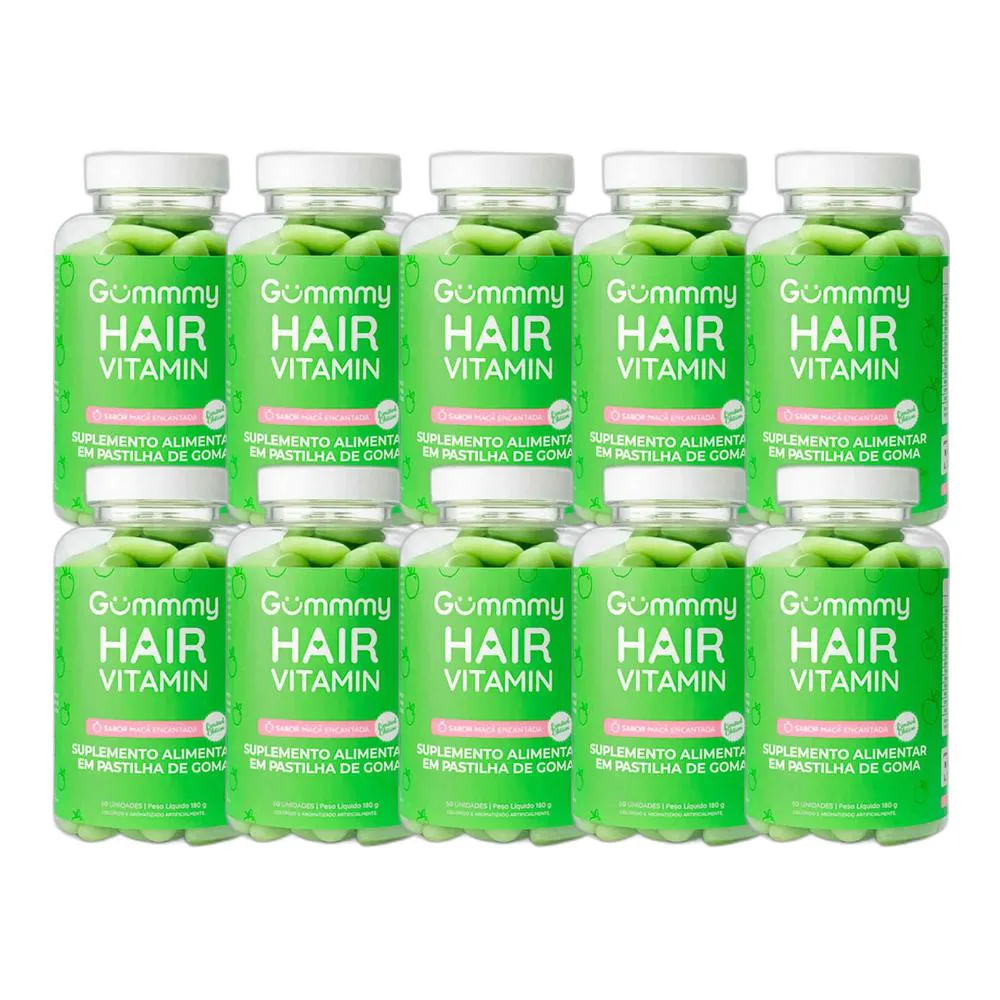 KIT 10X SUPLEMENTO HAIR VITAMIN MAçã VERDE 60 U - GUMMY