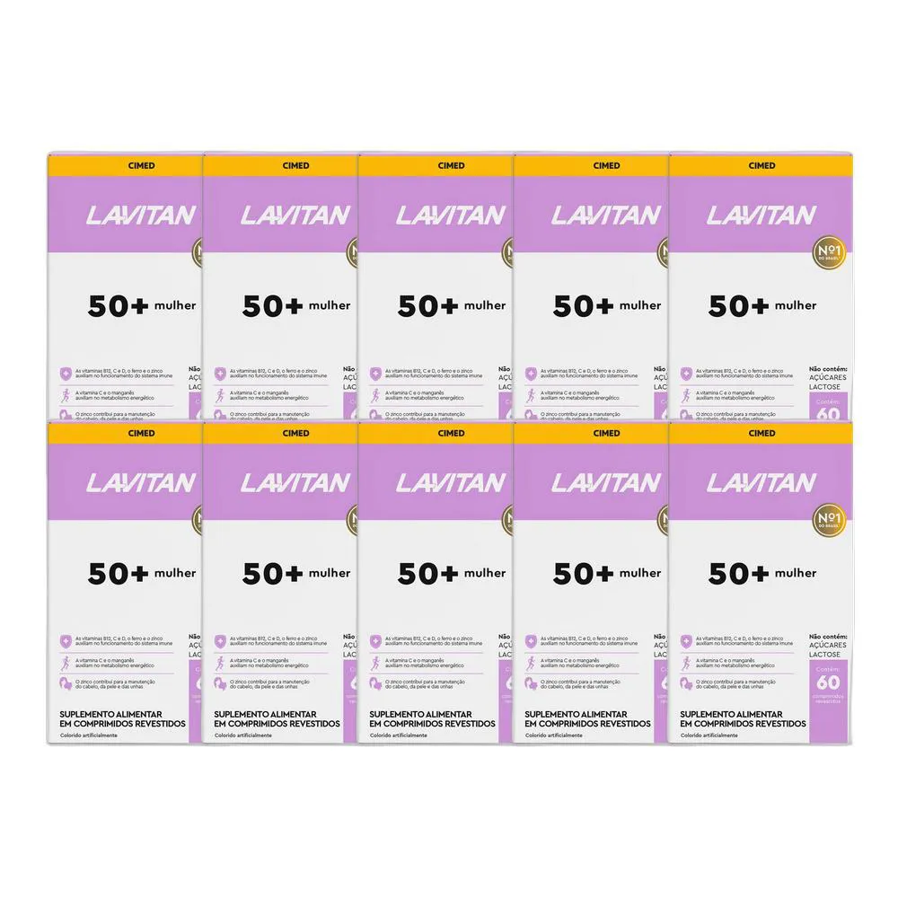 KIT 10X VITAMINA LAVITAN 50+ MULHER 60 COMPRIMIDOS - CIMED