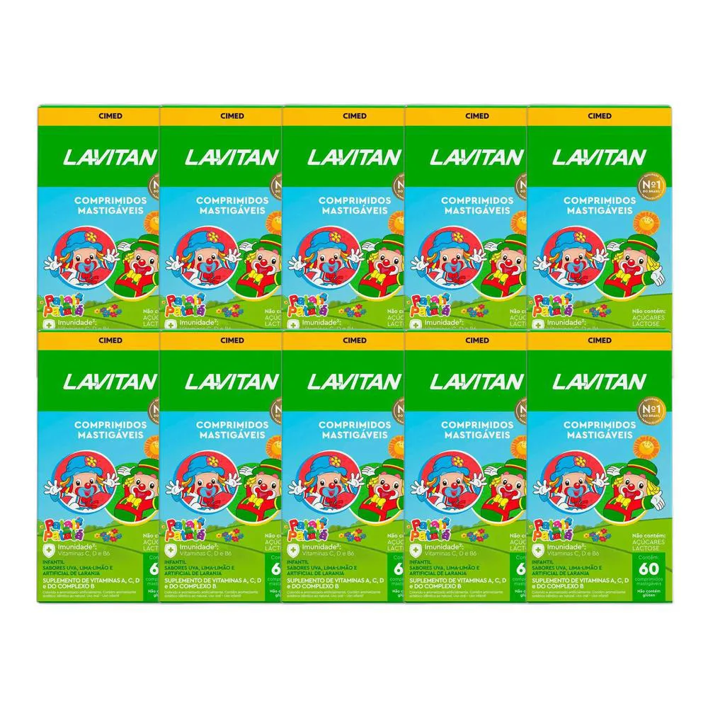 KIT 10X VITAMINA LAVITAN KIDS FRUTAS 60 MASTIGáVEIS - CIMED