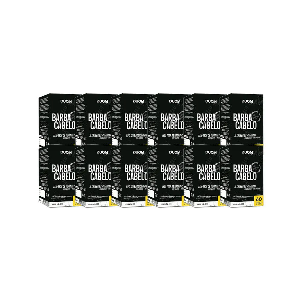KIT 12X SUPLEMENTO ALIMENTAR BARBA E CABELO 60 CPS - DUOM