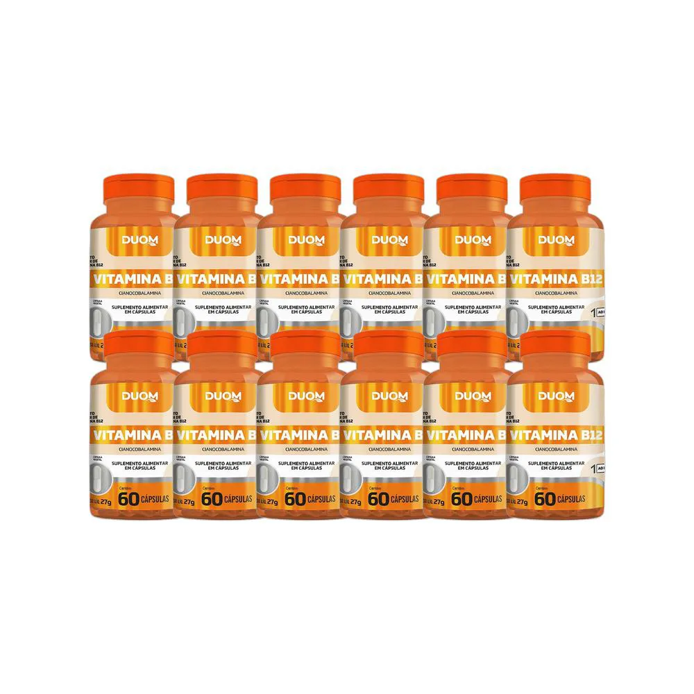 KIT 12X SUPLEMENTO ALIMENTAR CIANOCOBALAMINA B12 60 CPS DUOM