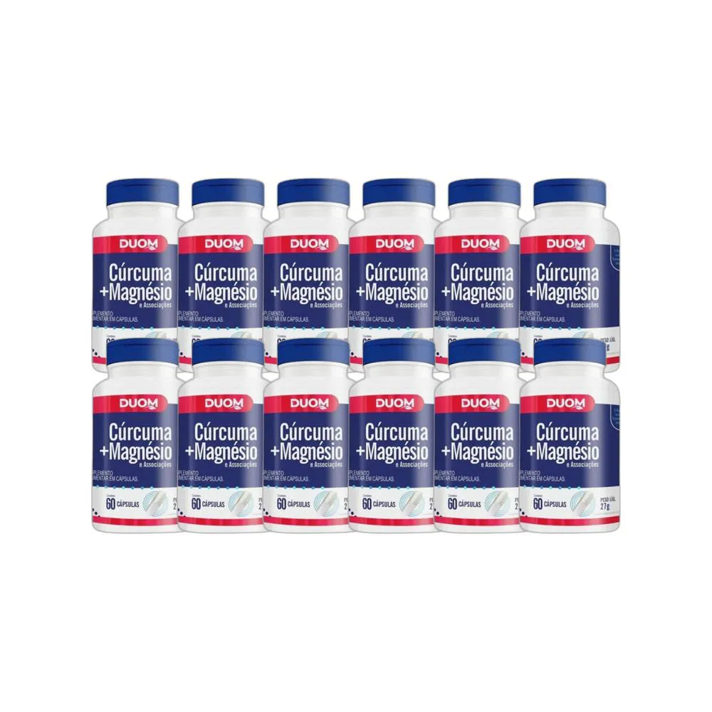KIT 12X SUPLEMENTO ALIMENTAR CúRCUMA + MAGNéSIO 60 CPS DUOM