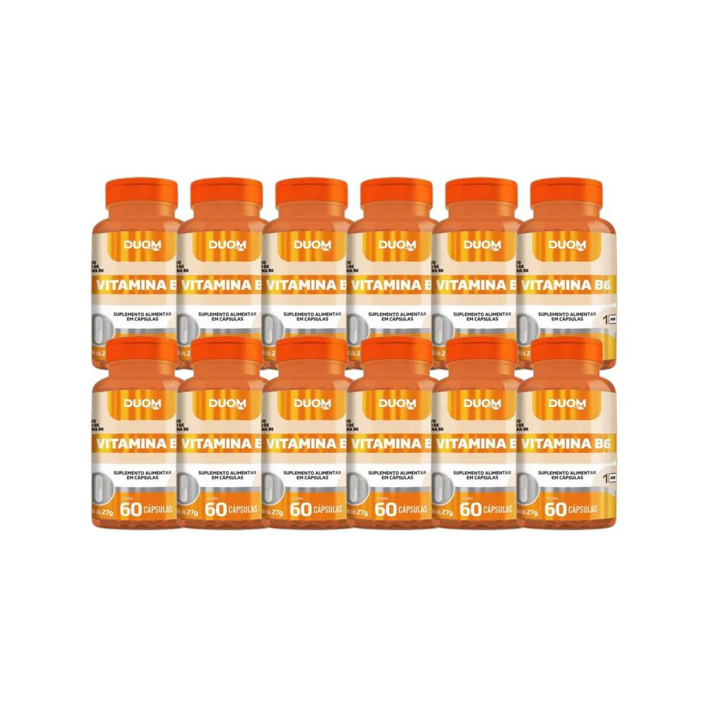 KIT 12X SUPLEMENTO ALIMENTAR VITAMINA B6 60 CPS - DUOM