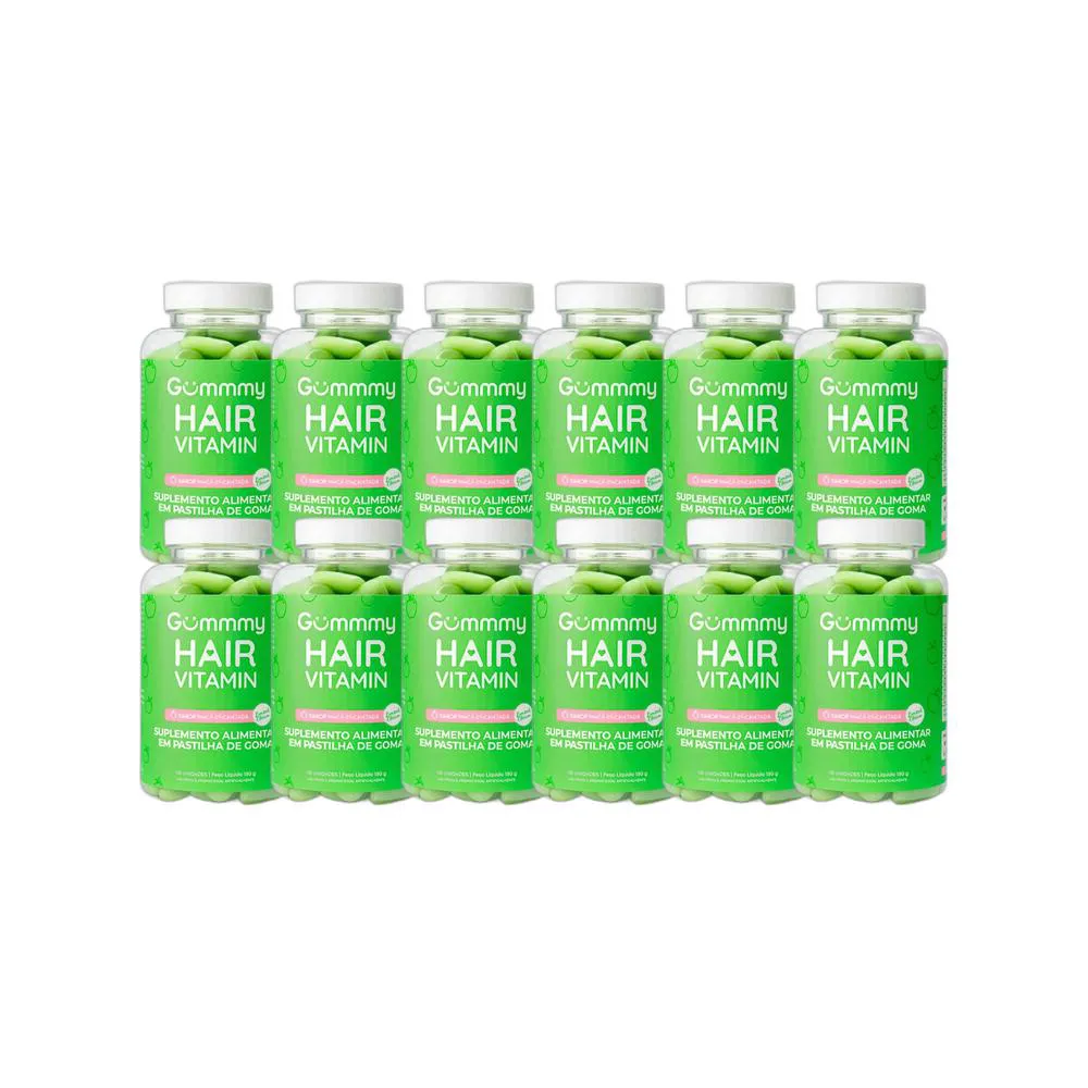 KIT 12X SUPLEMENTO HAIR VITAMIN MAçã VERDE 60 U - GUMMY