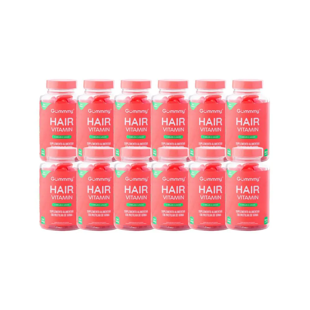 KIT 12X VITAMINA HAIR CABELOS E UNHAS 30 U MELANCIA - GUMMMY