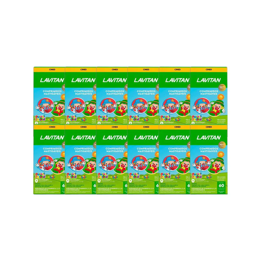 KIT 12X VITAMINA LAVITAN KIDS FRUTAS 60 MASTIGáVEIS - CIMED