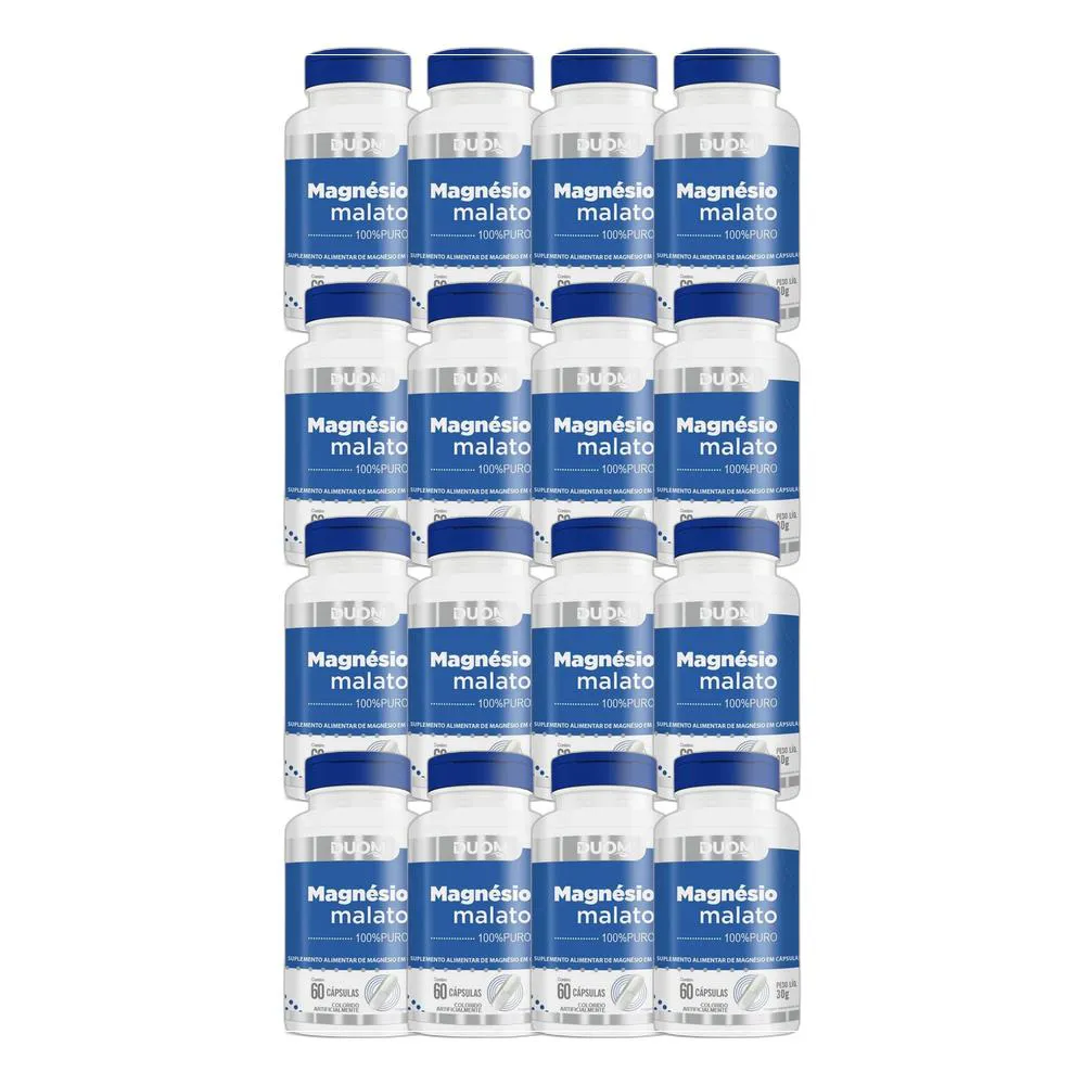 KIT 16X SUPLEMENTO ALIMENTAR MAGNéSIO MALATO 60 CPS - DUOM