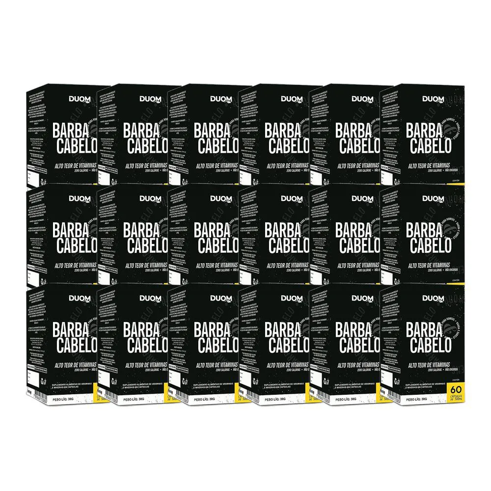 KIT 18X SUPLEMENTO ALIMENTAR BARBA E CABELO 60 CPS - DUOM