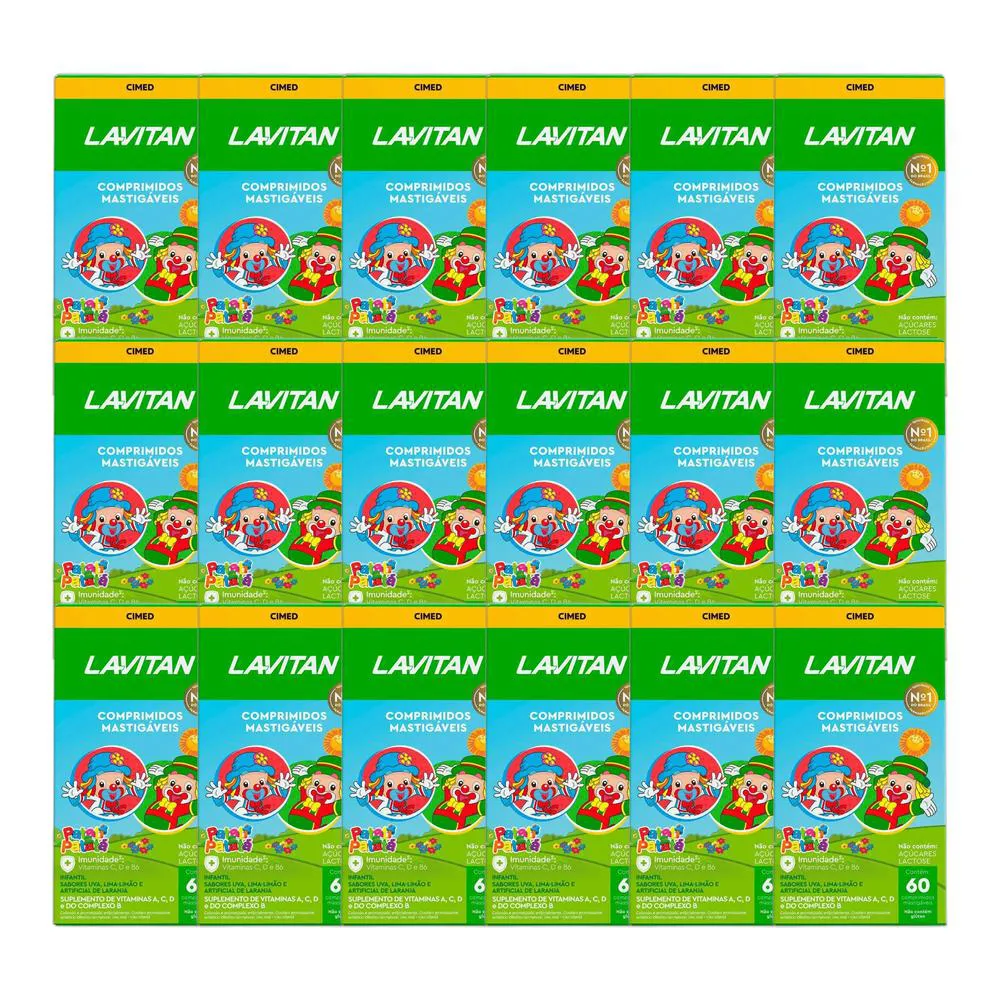KIT 18X VITAMINA LAVITAN KIDS FRUTAS 60 MASTIGáVEIS - CIMED