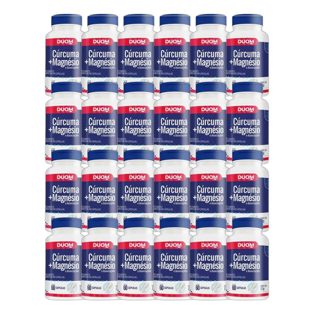 KIT 24X SUPLEMENTO ALIMENTAR CúRCUMA + MAGNéSIO 60 CPS DUOM