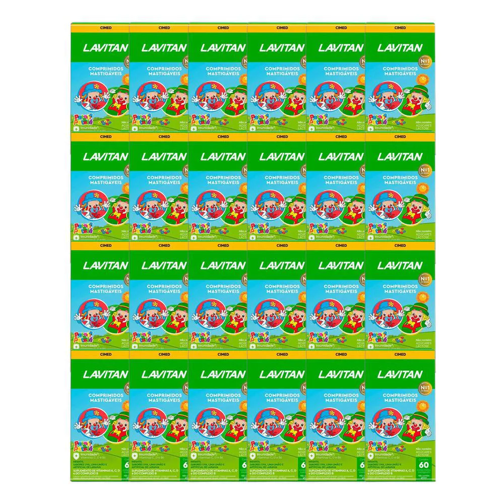 KIT 24X VITAMINA LAVITAN KIDS FRUTAS 60 MASTIGáVEIS - CIMED
