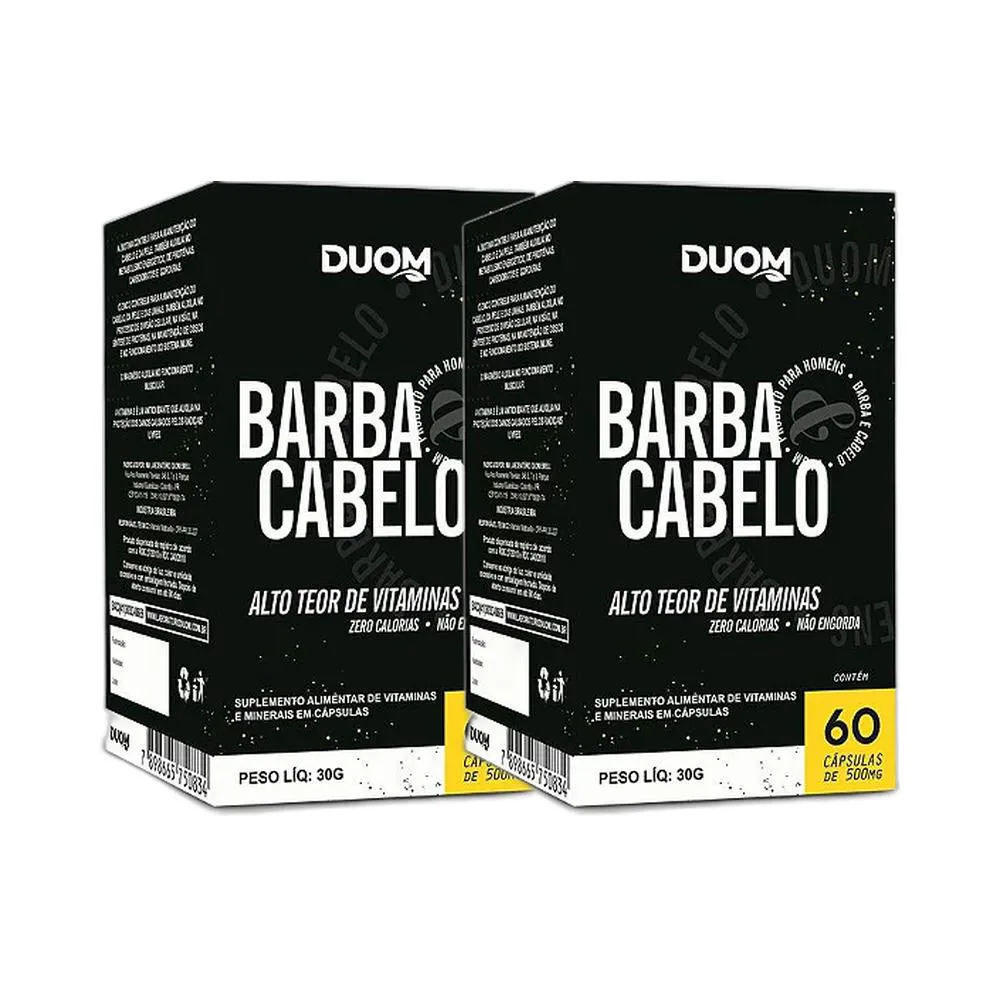 KIT 2X SUPLEMENTO ALIMENTAR BARBA E CABELO 60 CPS - DUOM