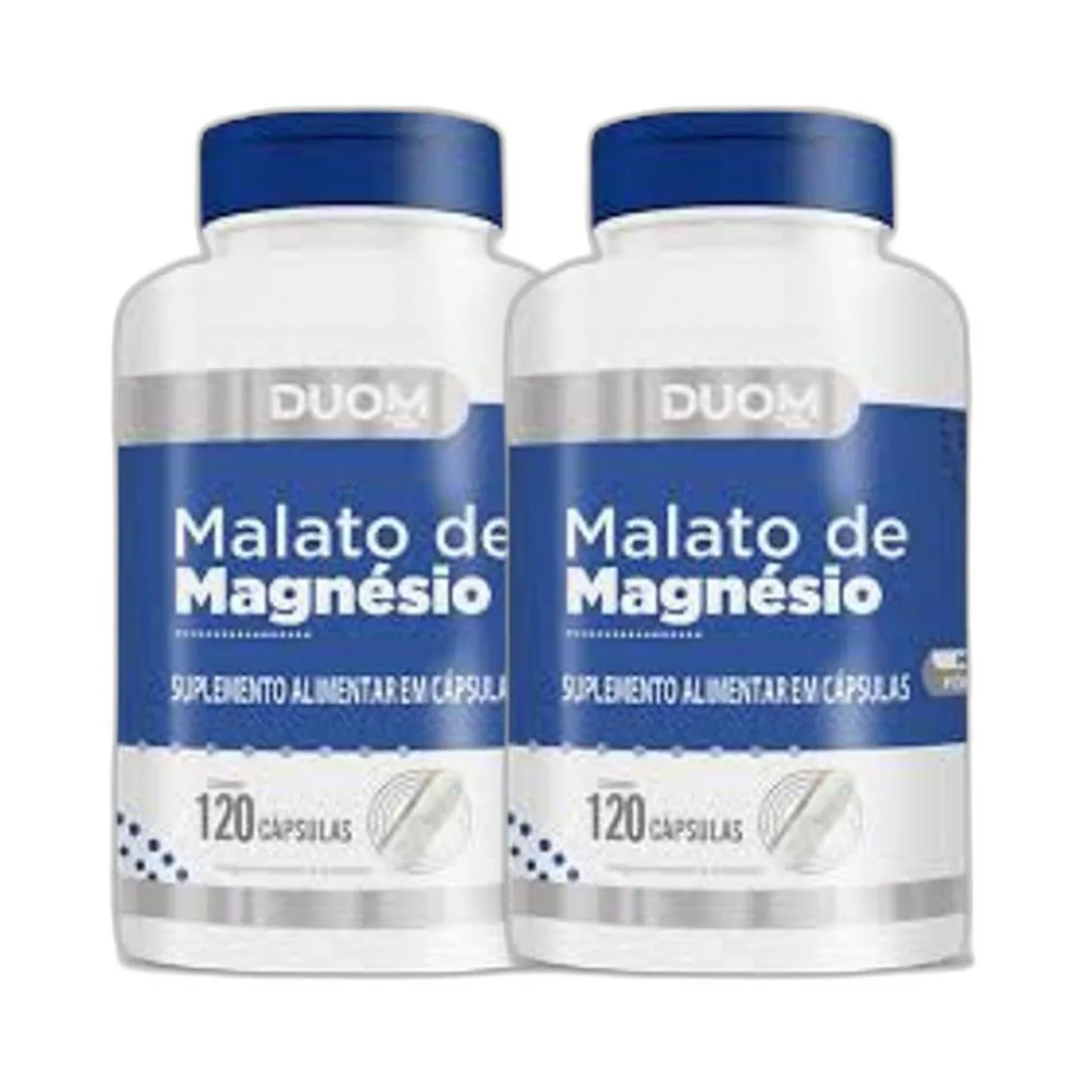 KIT 2X SUPLEMENTO ALIMENTAR MAGNéSIO MALATO 120 CPS - DUOM
