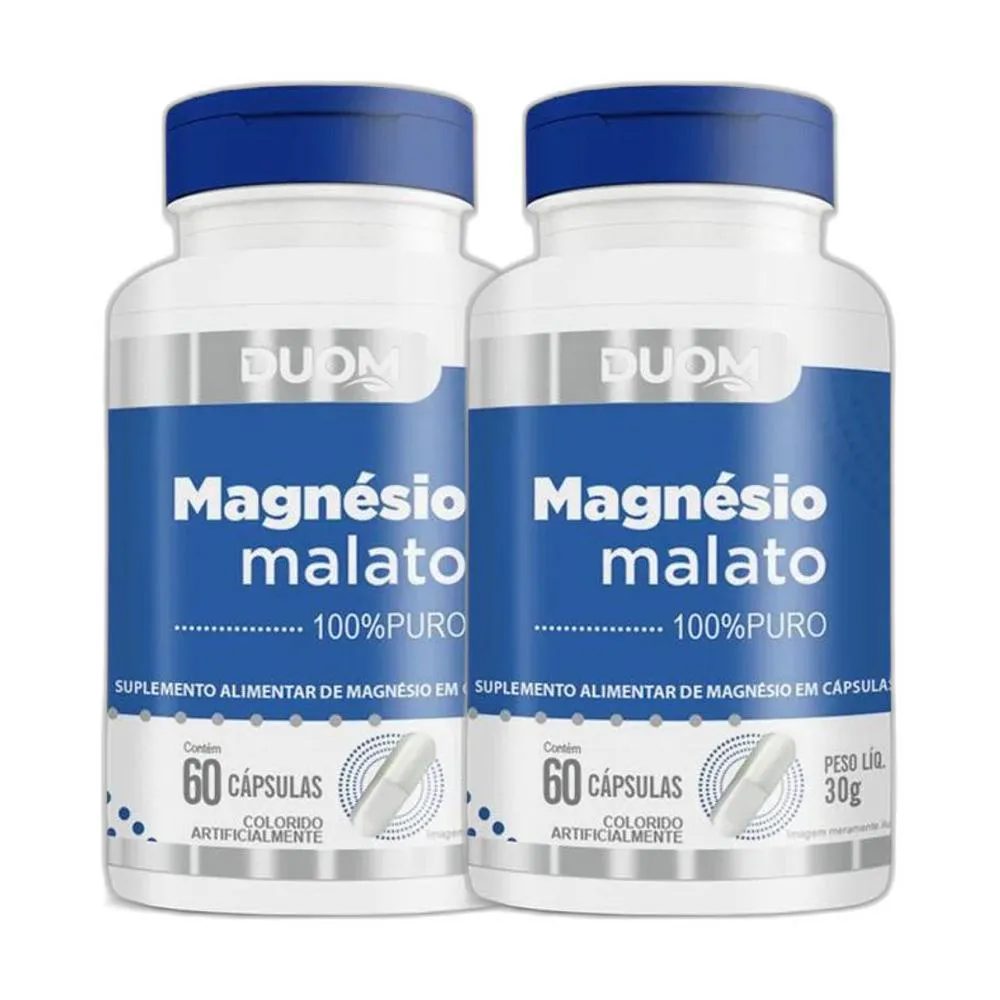 KIT 2X SUPLEMENTO ALIMENTAR MAGNéSIO MALATO 60 CPS - DUOM