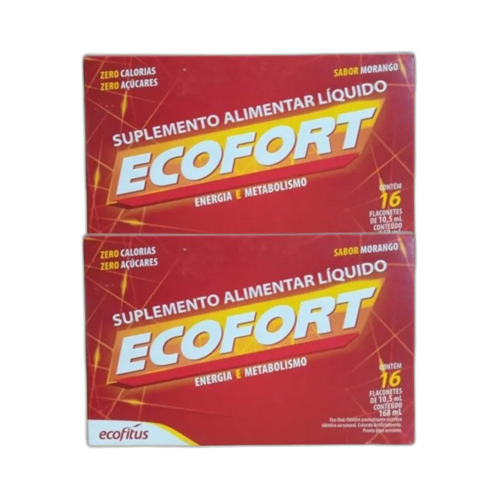 KIT 2X VITAMINA ECOFORT 16 FLACONETES 10ML MORANGO ECOFITUS