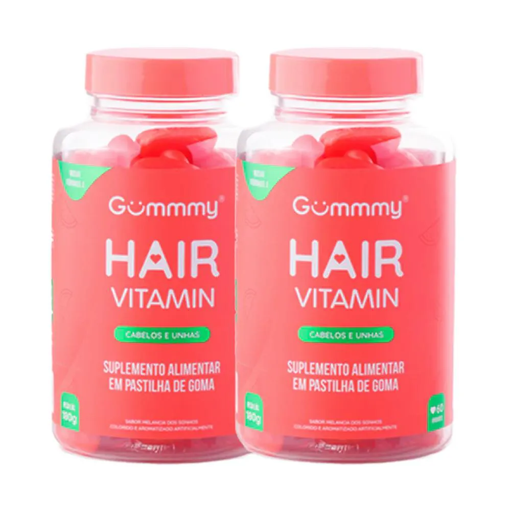 KIT 2X VITAMINA HAIR CABELOS E UNHAS 30 U MELANCIA - GUMMMY