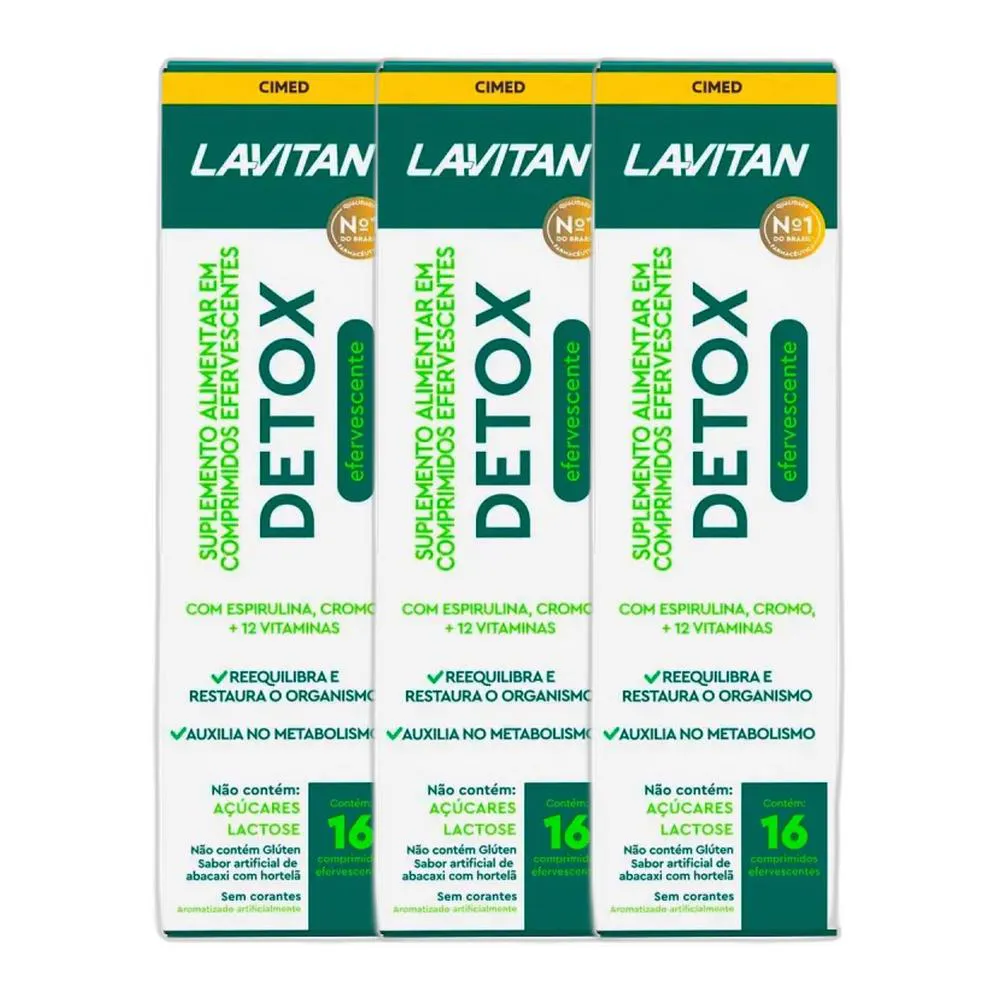 KIT 3X LAVITAN DETOX 16 COMPRIMIDOS EFEVERCENTES - CIMED
