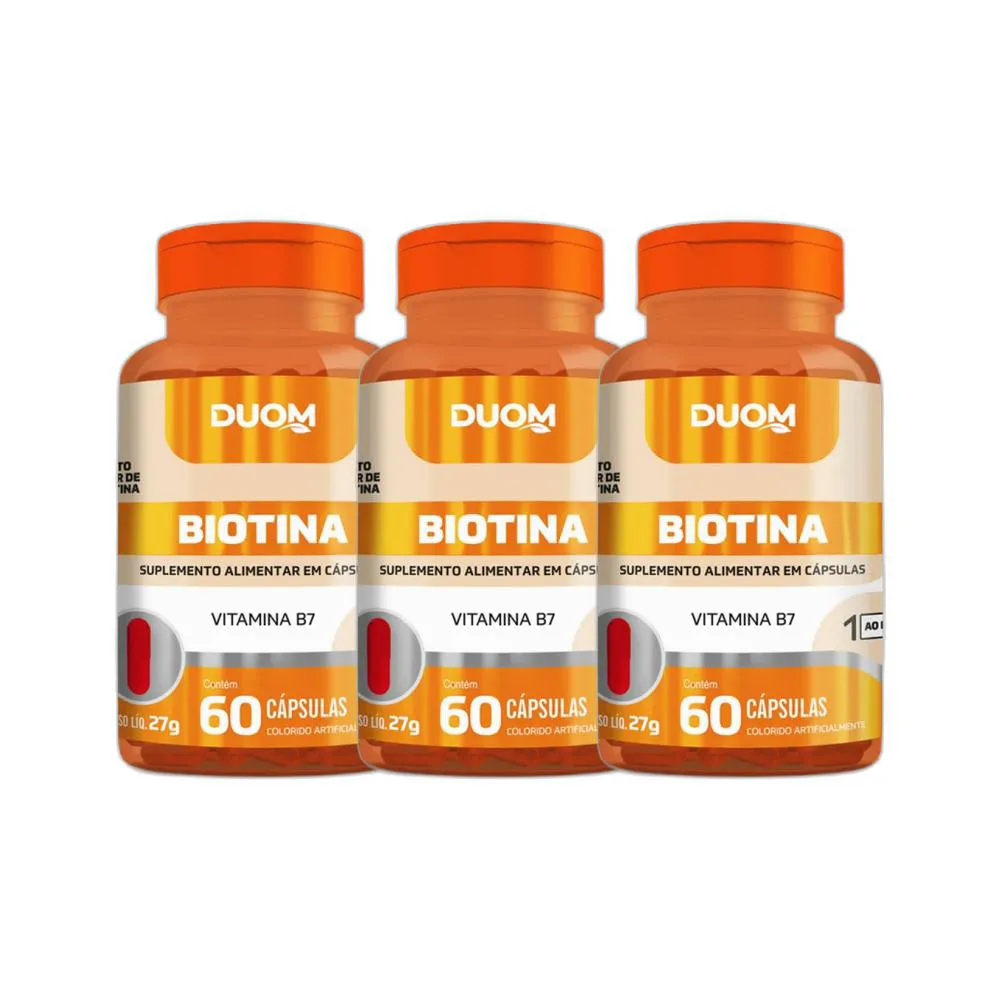 KIT 3X SUPLEMENTO ALIMENTAR BIOTINA 60 CPS - DUOM