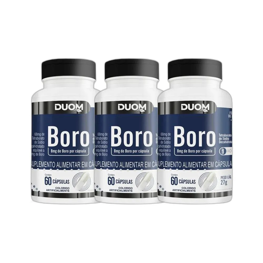 KIT 3X SUPLEMENTO ALIMENTAR BORO 60 CPS - DUOM