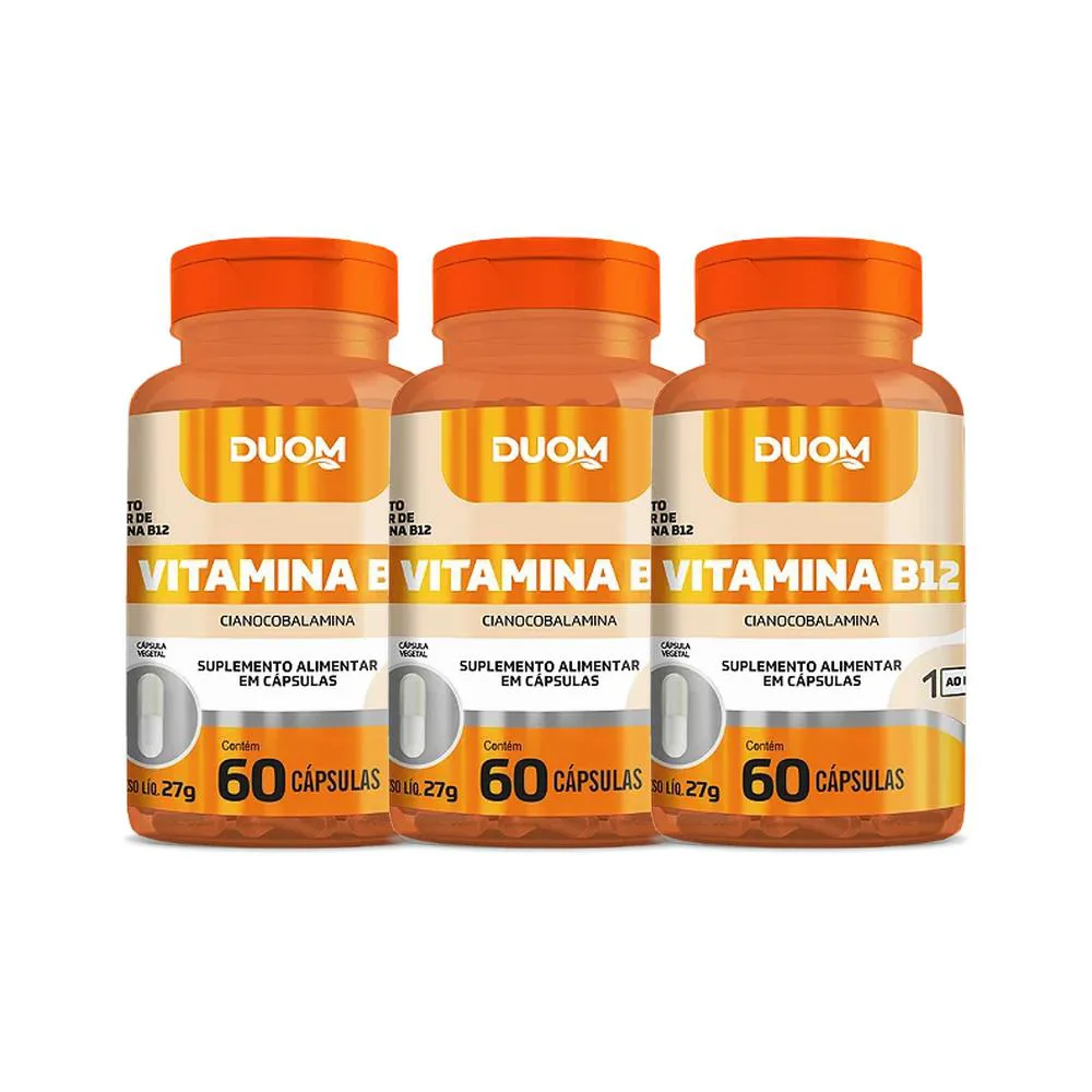 KIT 3X SUPLEMENTO ALIMENTAR CIANOCOBALAMINA B12 60 CPS DUOM