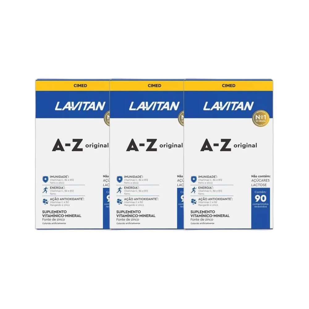 KIT 3X SUPLEMENTO ALIMENTAR LAVITAN A-Z ORIGINAL 90 CPR - CIMED