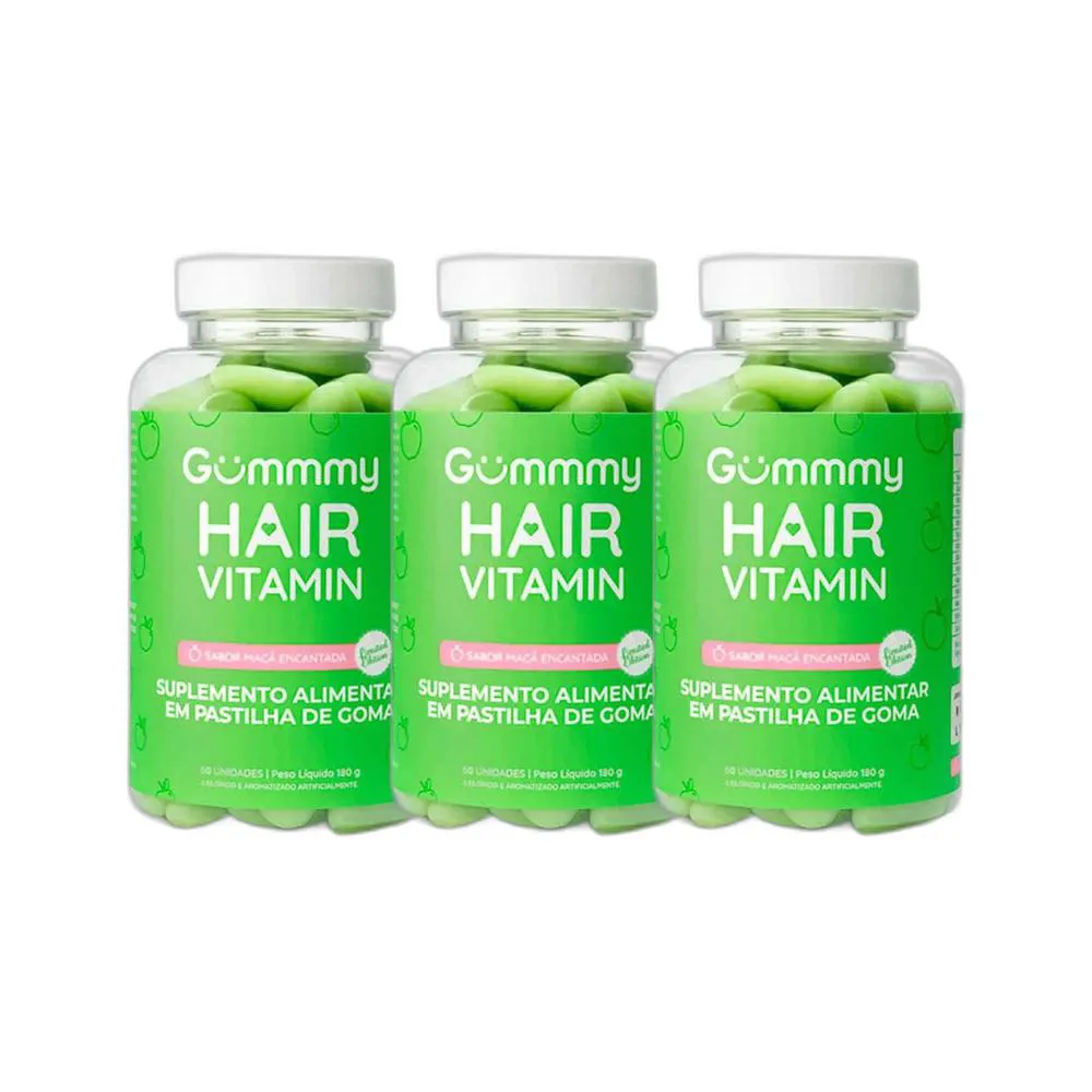 KIT 3X SUPLEMENTO HAIR VITAMIN MAçã VERDE 60 U - GUMMY