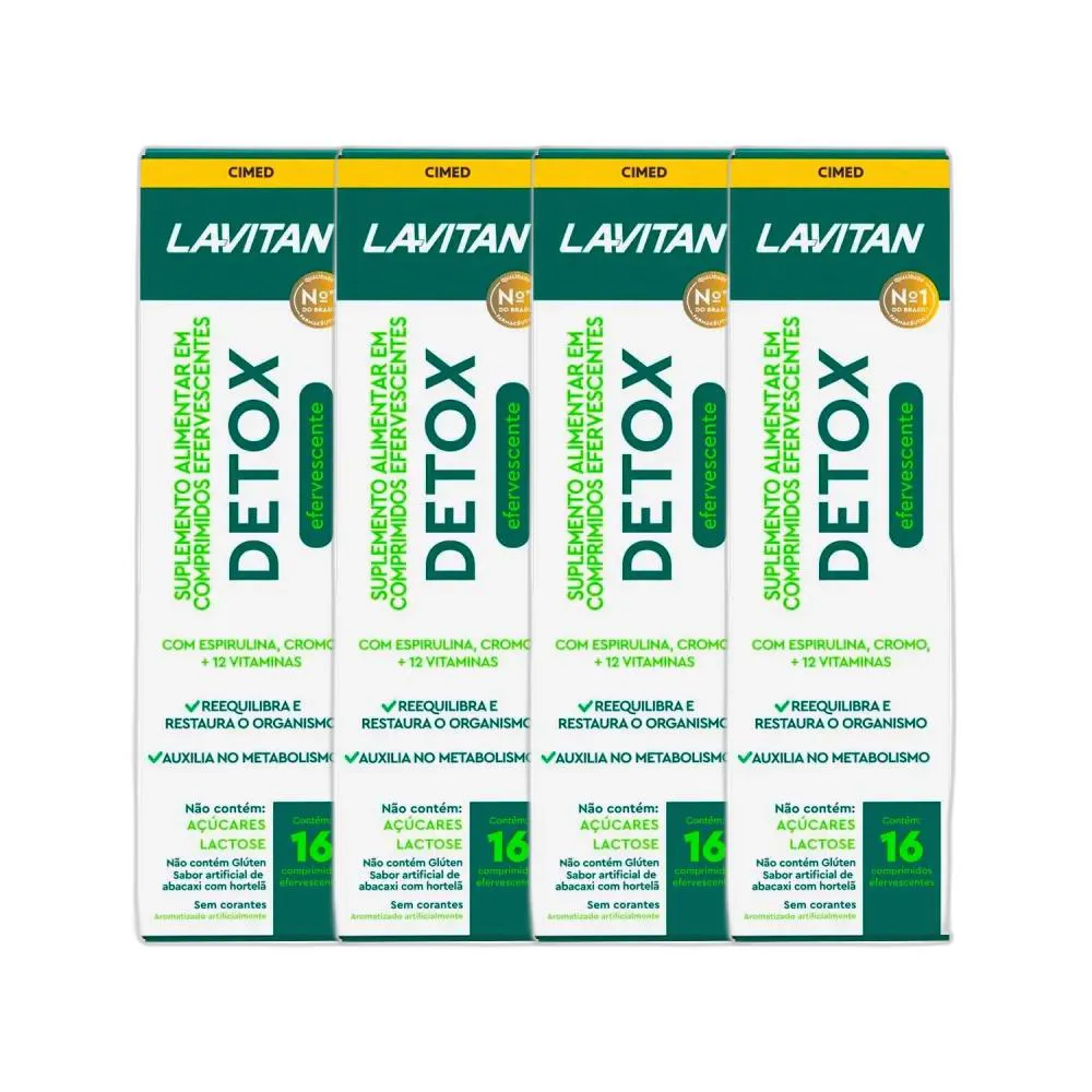 KIT 4X LAVITAN DETOX 16 COMPRIMIDOS EFEVERCENTES - CIMED